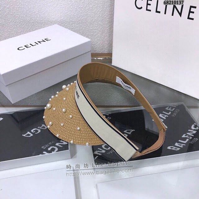 CELINE女士帽子 賽琳珍珠草帽空頂帽遮陽帽  mm1104